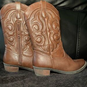 Cat & Jack Brown Embroidered Kids Western Boots